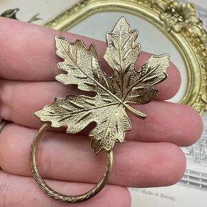 Vintage Jewelry Gold Tone Detti Leaf Brooch Pin Dotti Leaf Brooch